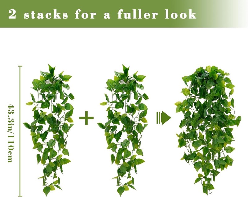 Eco-Friendly Artificial Pothos Vines – Versatile Hanging Plant Set for All Rooms gallery