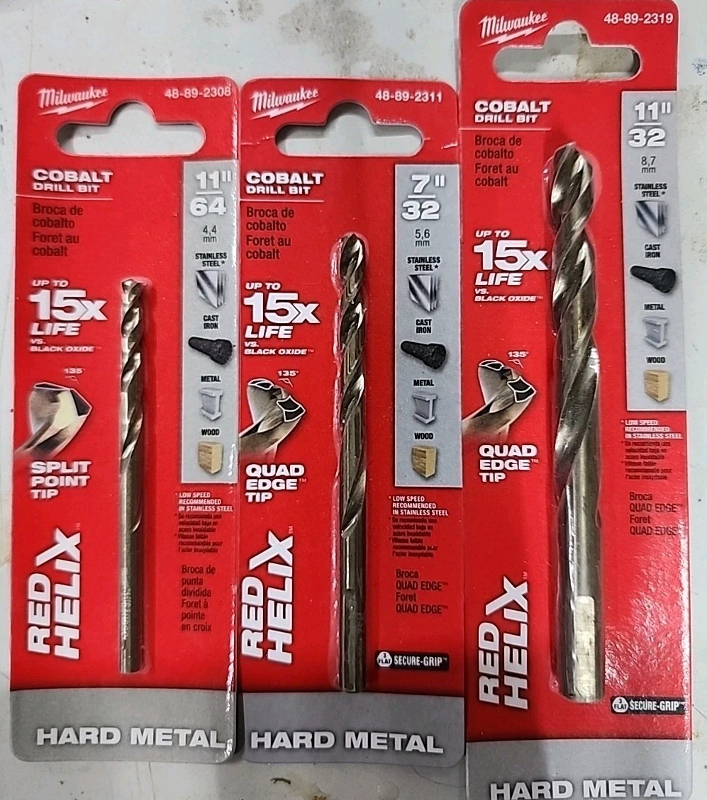 11/32 ,7/32 , & 11/64 In. Cobalt Red Helix Twist Drill Bit gallery