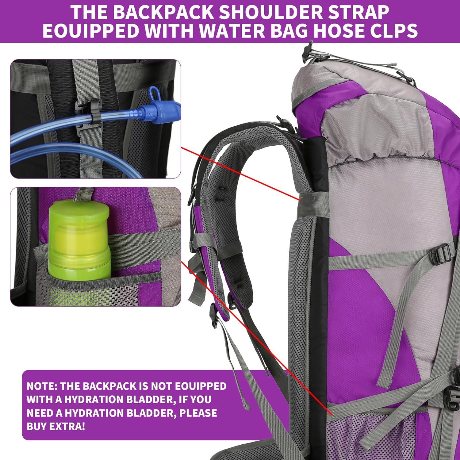 70L Camping Hiking Backpack with Rain Cover Waterproof Backpacking Backpack for  4