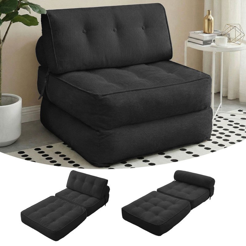 Folding Sofa Bed, Convertible Sleeper Chair with Pillow Foldable Mattress Black gallery