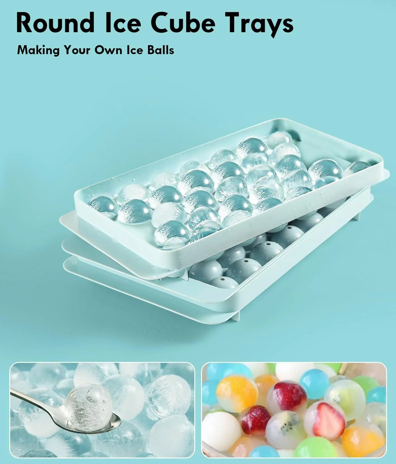 Ice Cube Tray with Lid and Bin - Round Ice Cube Trays for Freezer, BPA-Free Food gallery