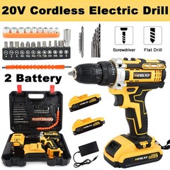 Cordless Drill Driver Kit, 20V MAX ELECTRIC SCREWDRIVER Compact Drill 3 in 1 Set
