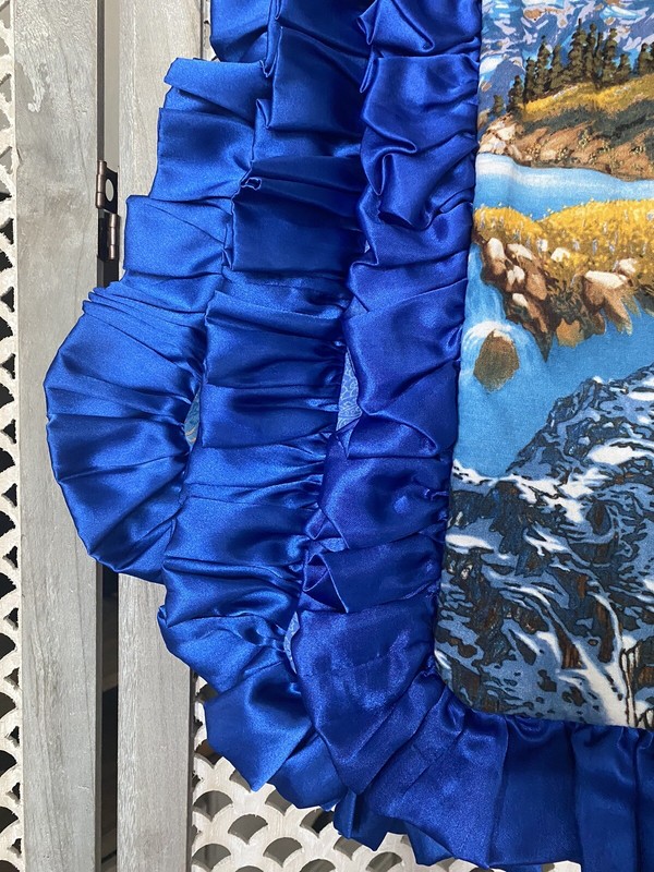 Eagle/Waterfall Pattern Satin Bordered/Cotton /Blanket/Throw-Homemade-56 X 45 gallery