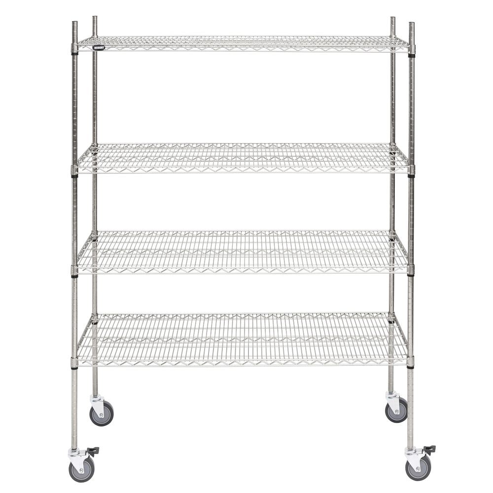 HUBERT Mobile Silver Metal 4-Shelf Unit - 60"L x 24"W x 80"H gallery