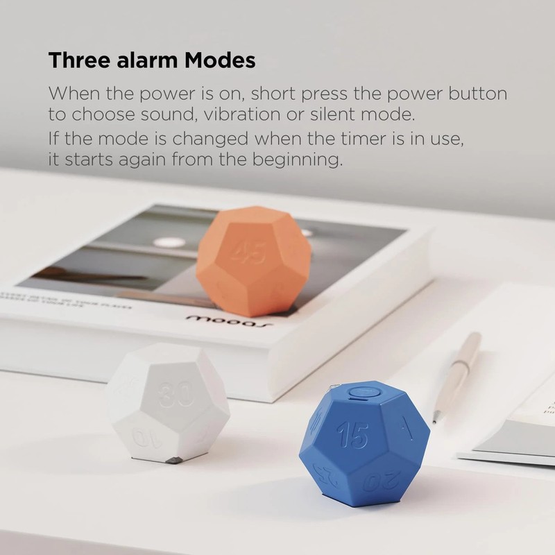Dodecagon Time Ball Rechargeable Mini Timer (Blue), 11 Preset Times, Desk Produc gallery