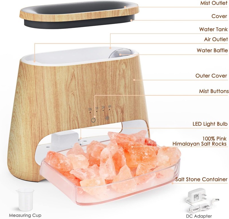 2-in-1 Essential Oil Diffuser & Himalayan Salt Lamp 150ml Humidifier gallery