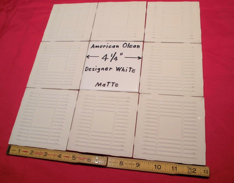 9 pieces: Ceramic Tiles *Matte Designer White* #61 by American Olean 4-1/4" NEW gallery