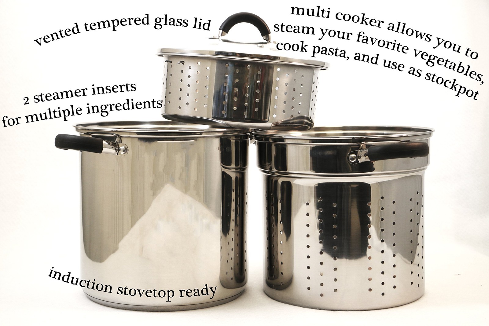 Excelsteel 12 Qt Multifunction Stainless Steel Pasta Cooker Encapsulated Base gallery