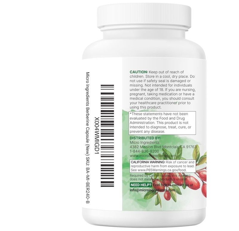 Micro Ingredients Berberine with Ceylon Cinnamon, 240 240 Count (Pack of 1) gallery