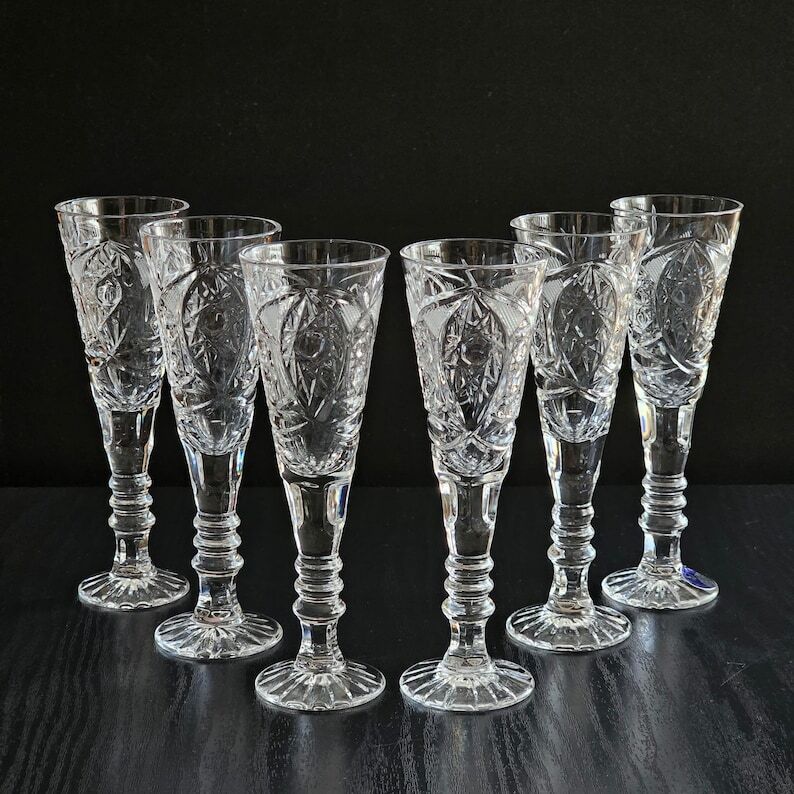 1.7 oz (50 ml) Vintage Crystal Handmade Vodka Sherry Shot Glasses, Set of 6 gallery