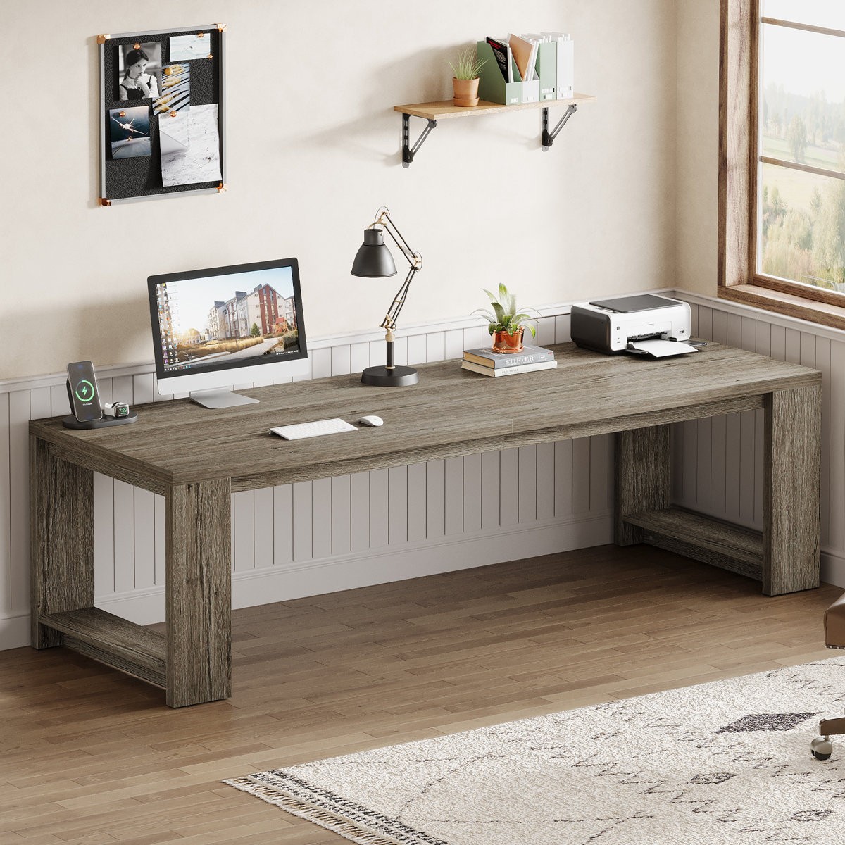 Two Person Desk, 86.6-Inch Extra Long Office Desk, Double Computer Writing Table gallery