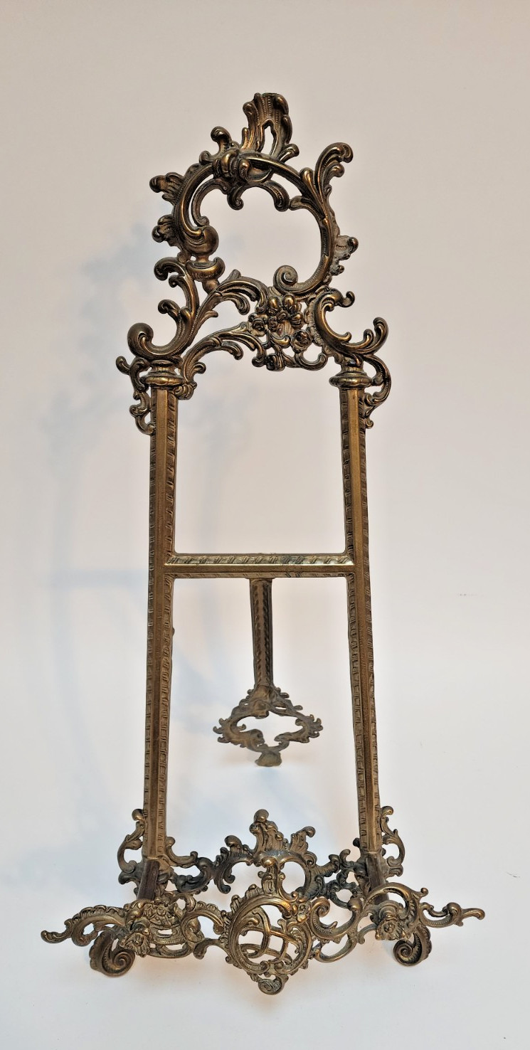 21" Brass Ornate Tabletop Display Picture Frame Easel Baroque Rococo Italian gallery
