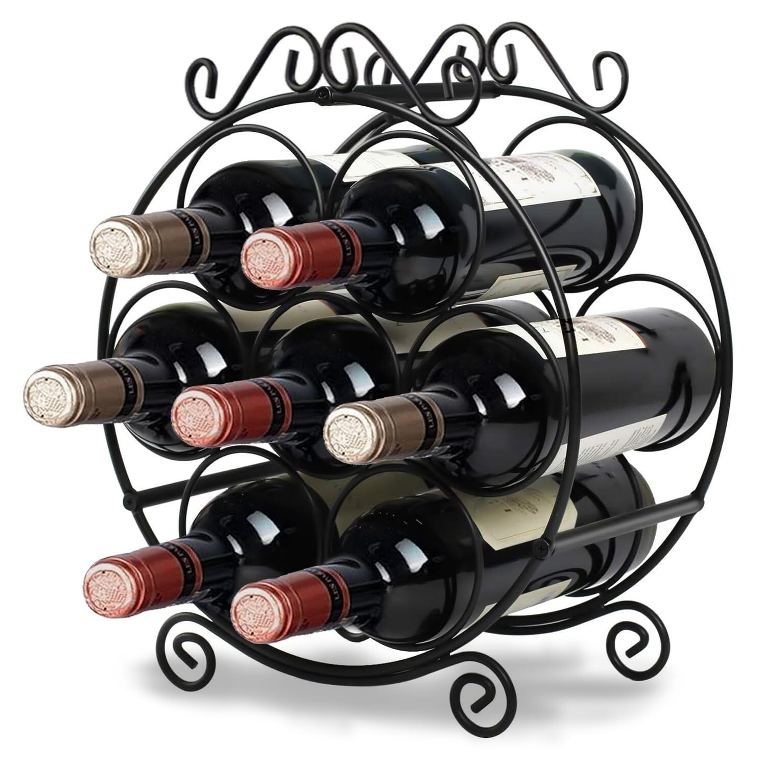 7-Bottle Countertop Wine Rack – 13x12x6.5 in., Iron Wire Wine Rack for Counte... gallery