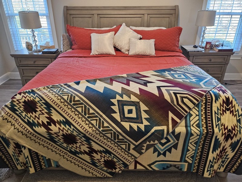 EXTRA LARGE, REVERSIBLE, ALPACA WOOL,MULTICOLOR BLANKET ECUADOR 74,8x91,33 in gallery