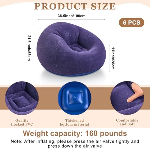 Inflatable Bean Bag Chair Set with Pump, Portable Outdoor Sofa, Blow up Couch, 6 gallery