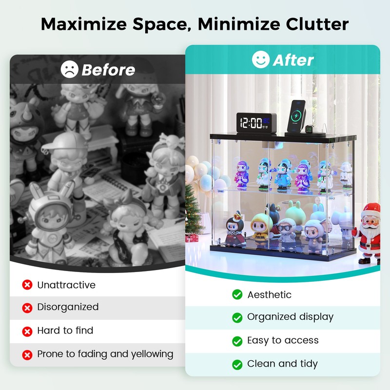 Clear Display Case with LED Lights, Glass Display Cabinets for collectibles gallery