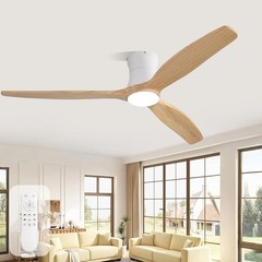 52in Indoor Reversible Ceiling Fan w/ and Remote Control Flush Mount Ceiling Fan