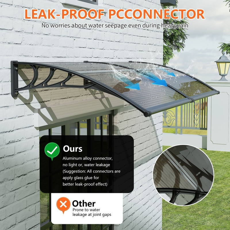 35" depth Window Awning Front Door Eaves Canopy Polycarbonate Roof Cover gallery