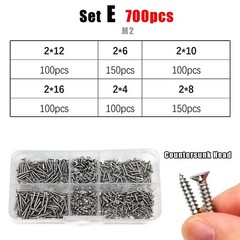 M1.2-M4 SS304 Phillips Flat Countersunk Self Tapping Screws Assortment Kit Box