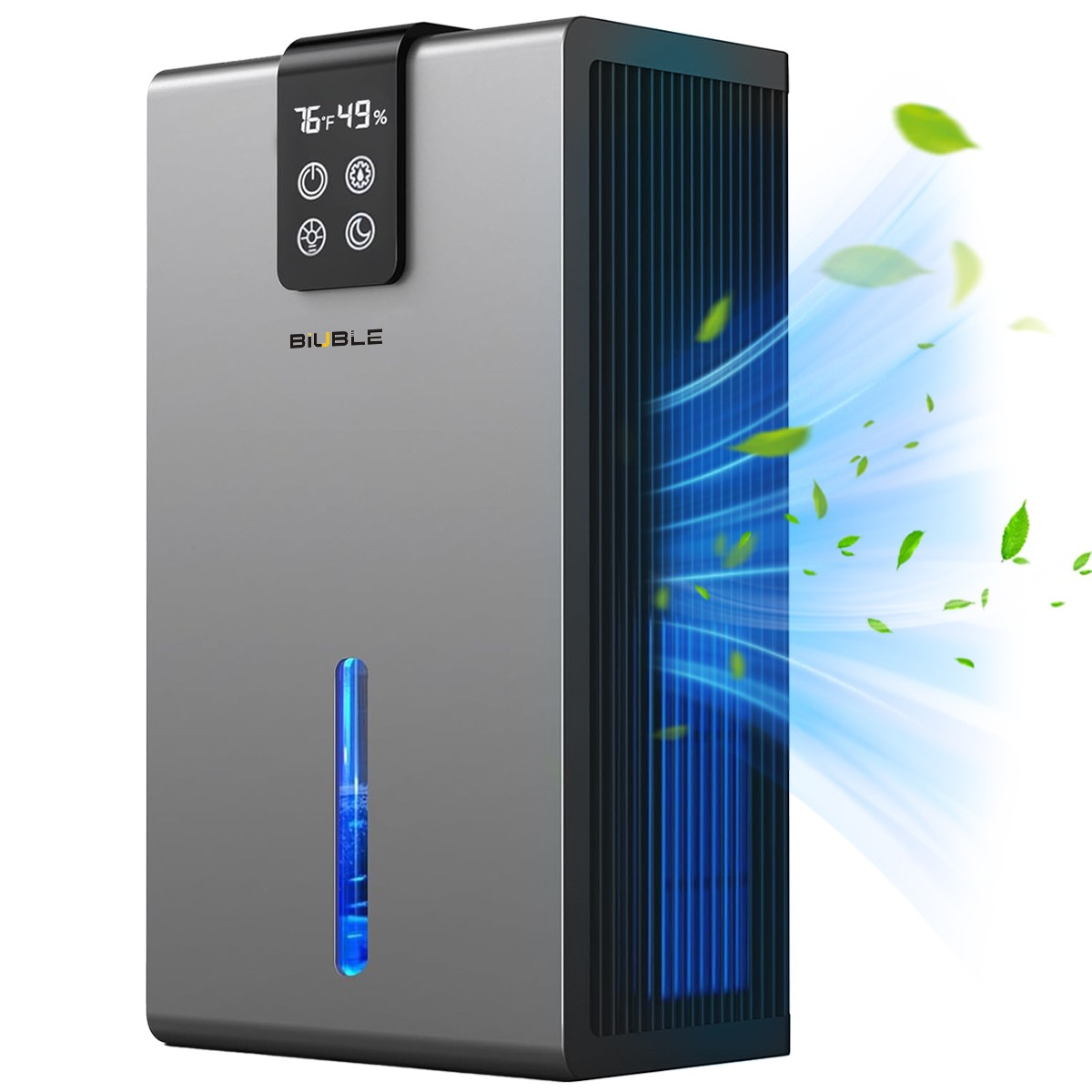 BIUBLE Dehumidifier - 98oz Tank, Quiet, Auto Shut Off, Color LED, Gray Brand-New gallery