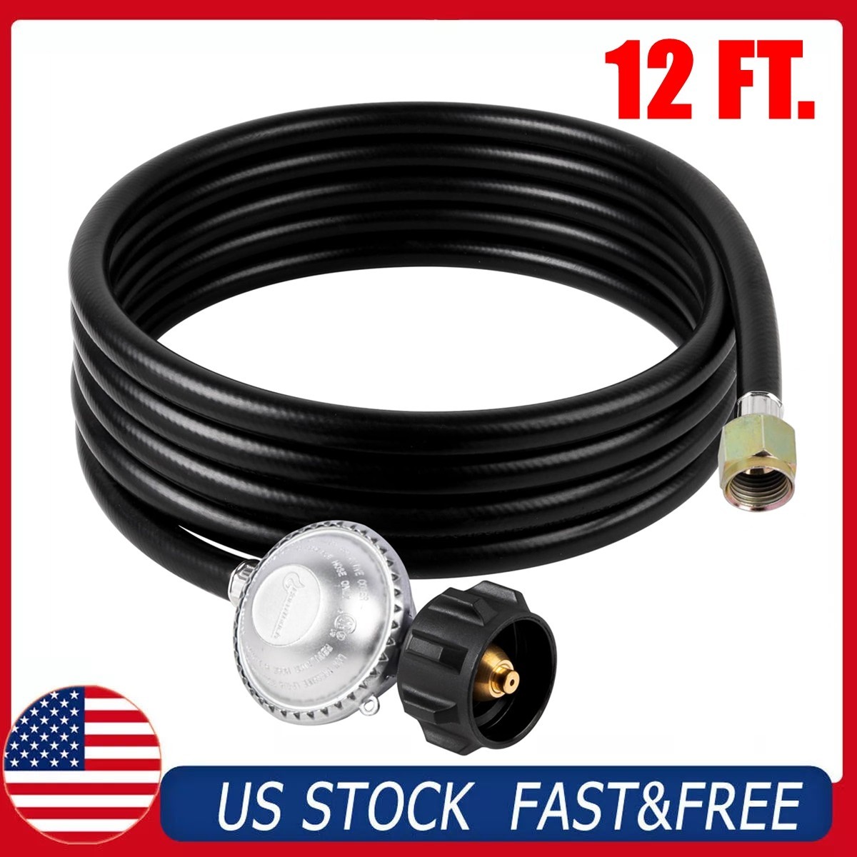 2/5/12FT Propane Hose with Regulator Replacement for Grill, Heater Use gallery