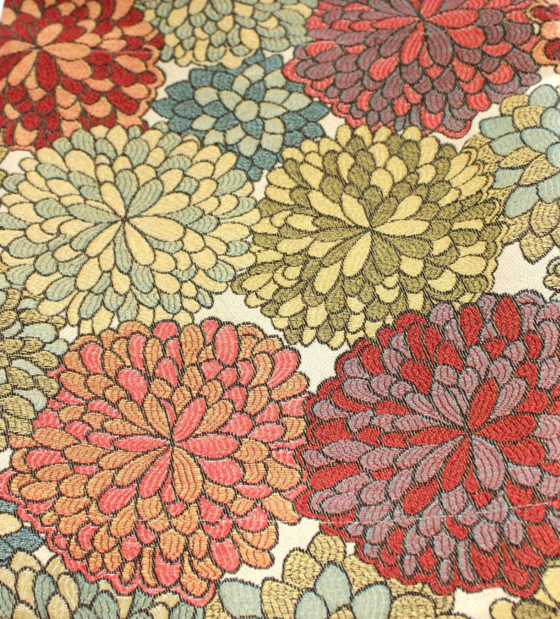 Modern Maximalist Mums Tapestry Valance 54x16 Bold Blooms Floral Woven Jacquard gallery