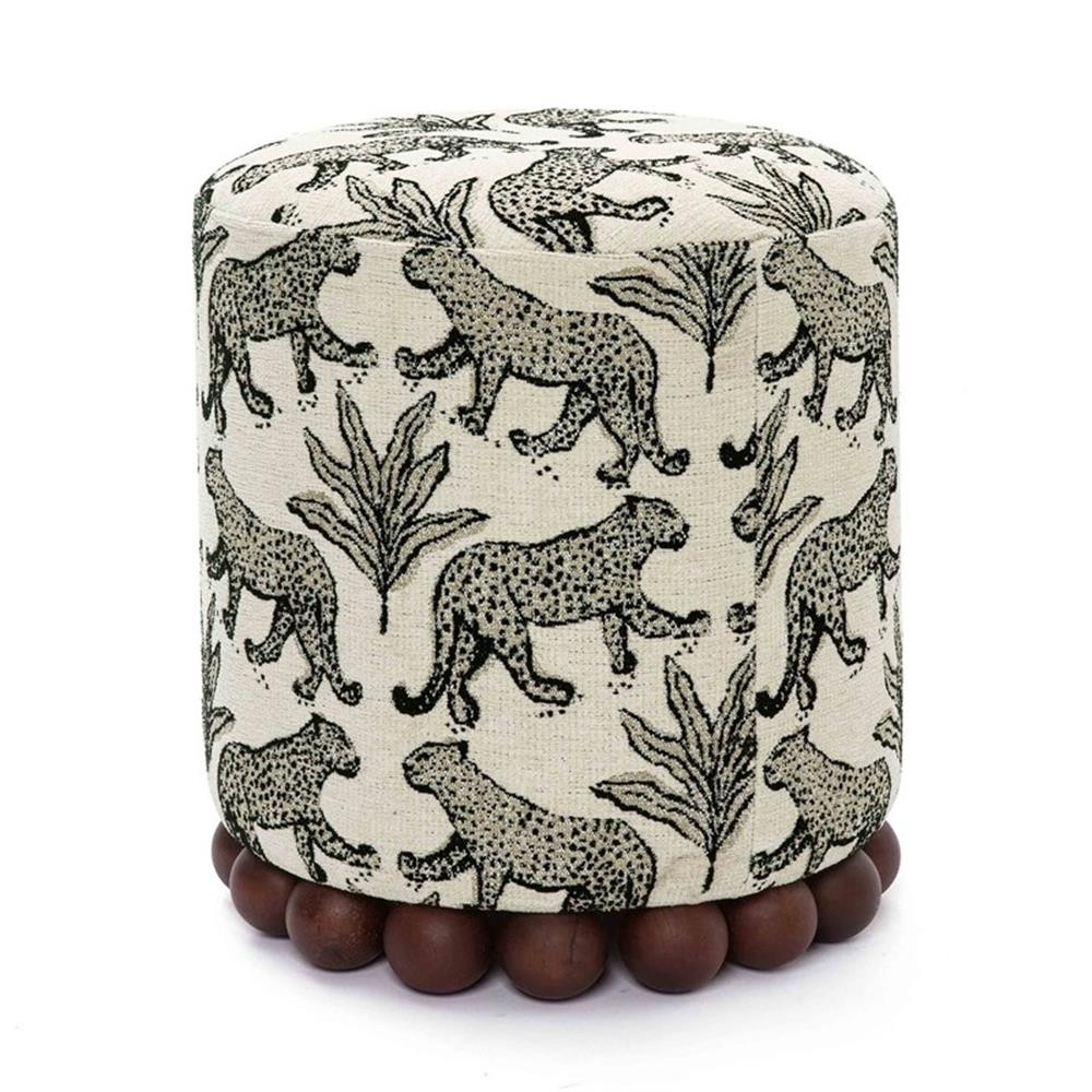 Pemberly Row Taupe Leopard Jacquard Ottoman - 15.7"W x 15.7"D x 18.3"H gallery