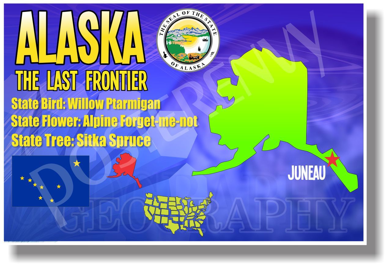 Alaska Geography - NEW U.S State Travel POSTER gallery