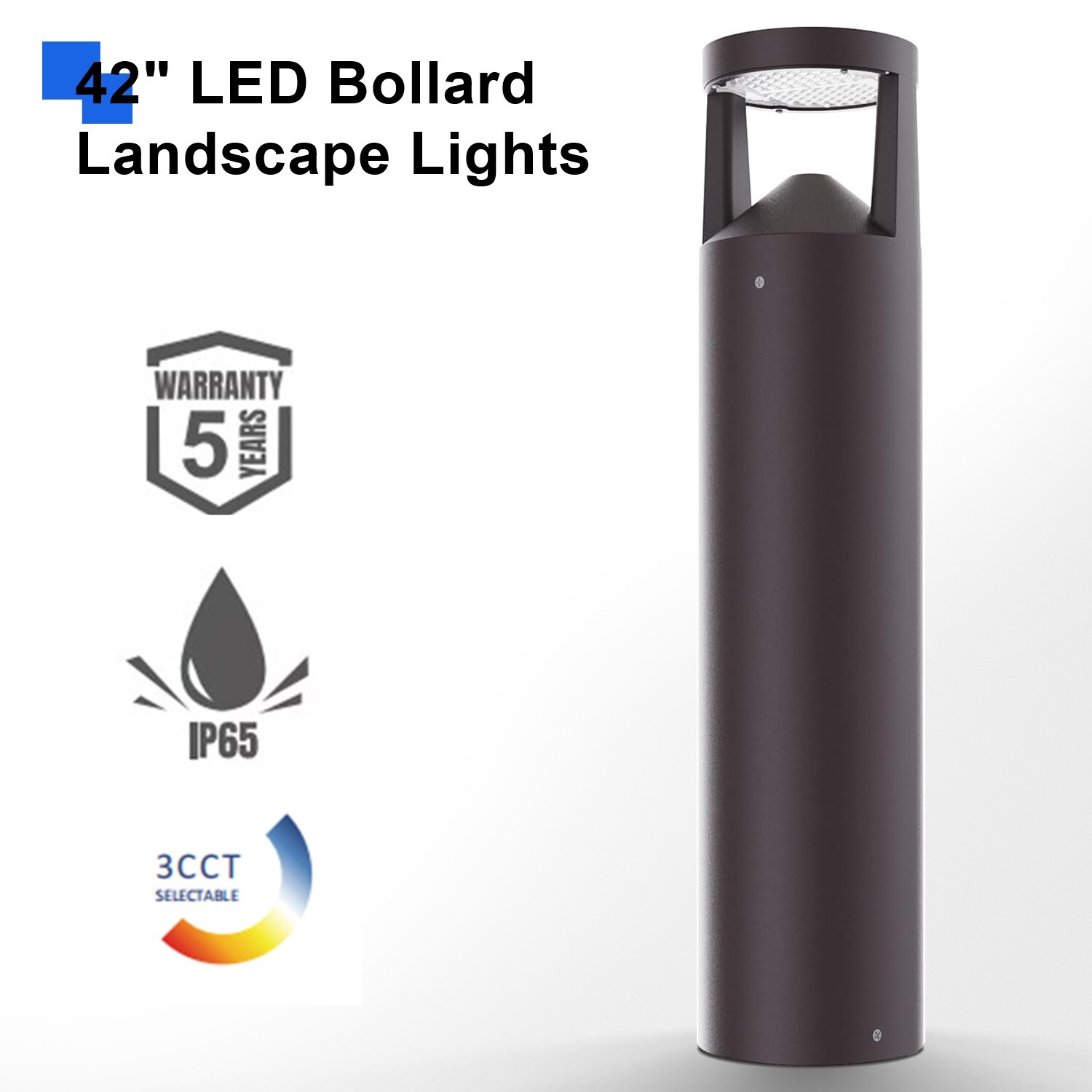 LED Bollard light 42" 24W 3CCT Landscape Light for Garden Pathway IP65 UL& DLC gallery