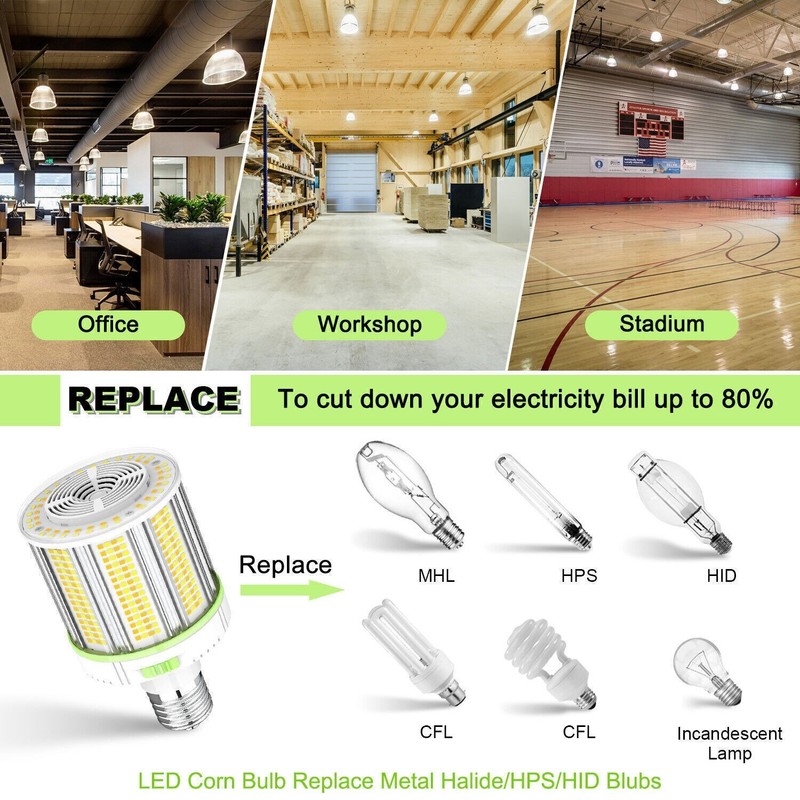 80W LED Corn Light Bulb E39 Mogul Base Replace 400W MH/HPS Lamps 4500/5000/5700K gallery