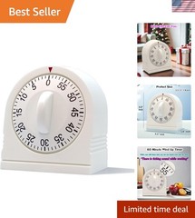 60 Minute Wind Up Timer, Visual Mechanical Timer with Loud Alarm, Manual Coun…