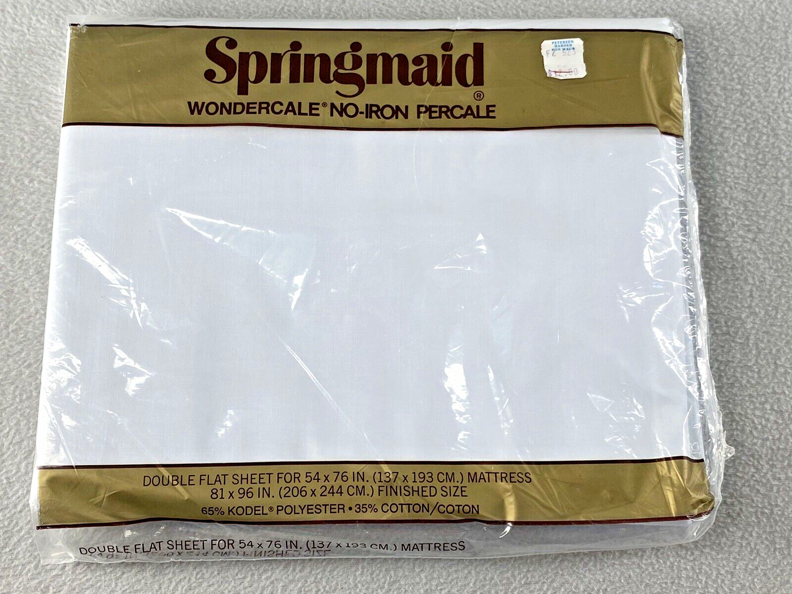 Springmaid Full Double Flat Sheet White Percale Polyester Cotton 81" x 96" USA gallery
