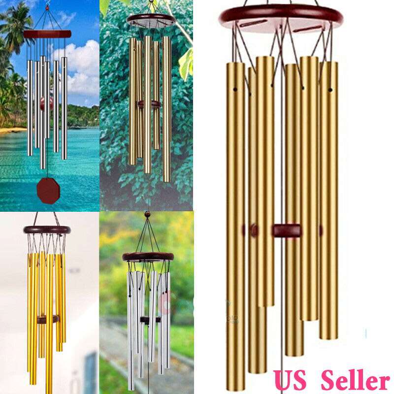 Wind Chimes Large Deep Tone Chapel Bells 6 Tubes Outdoor Garden Home Decor Gift gallery