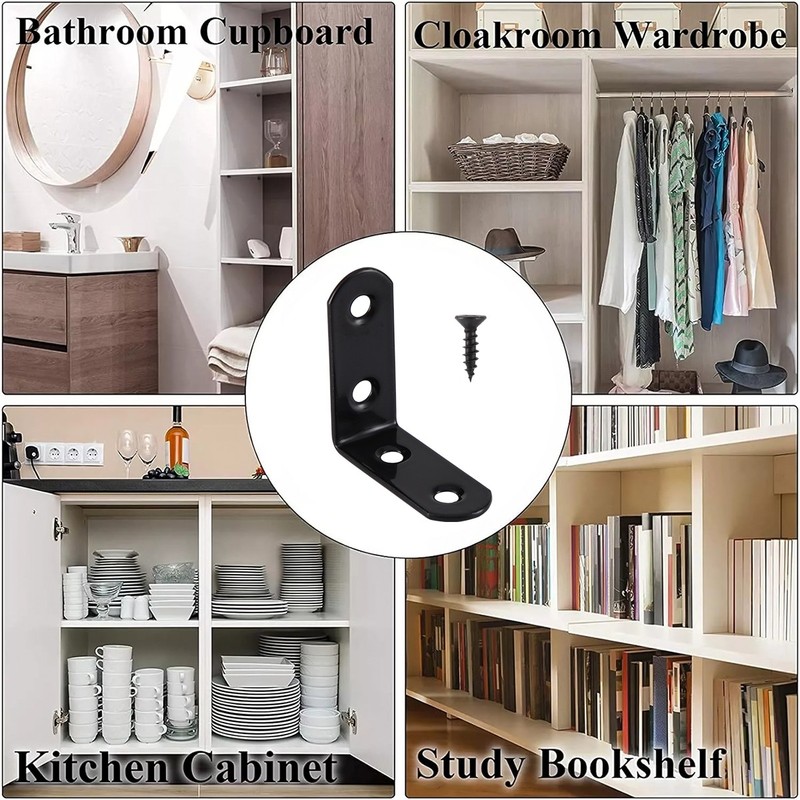 10Pc L Bracket Corner Brace Stainless Steel Corner Bracket 90 Degree for Shelves gallery