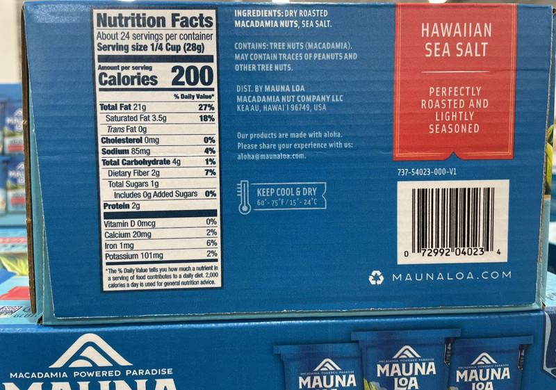 Mauna Loa Premium Roasted Macadamia Nuts, Hawaiian Sea Salt Flavor, 4 Oz Cup (6) gallery