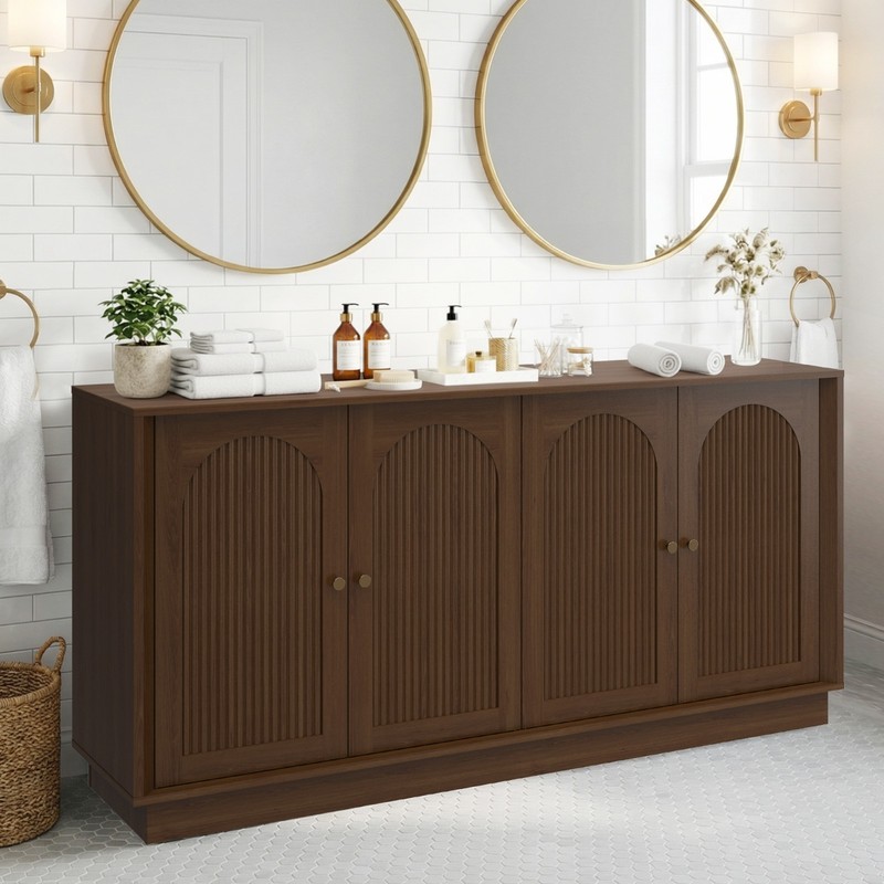 Sideboard Buffet Cabinet with Storage, Modern Accent Cabinet with Arched Doors gallery