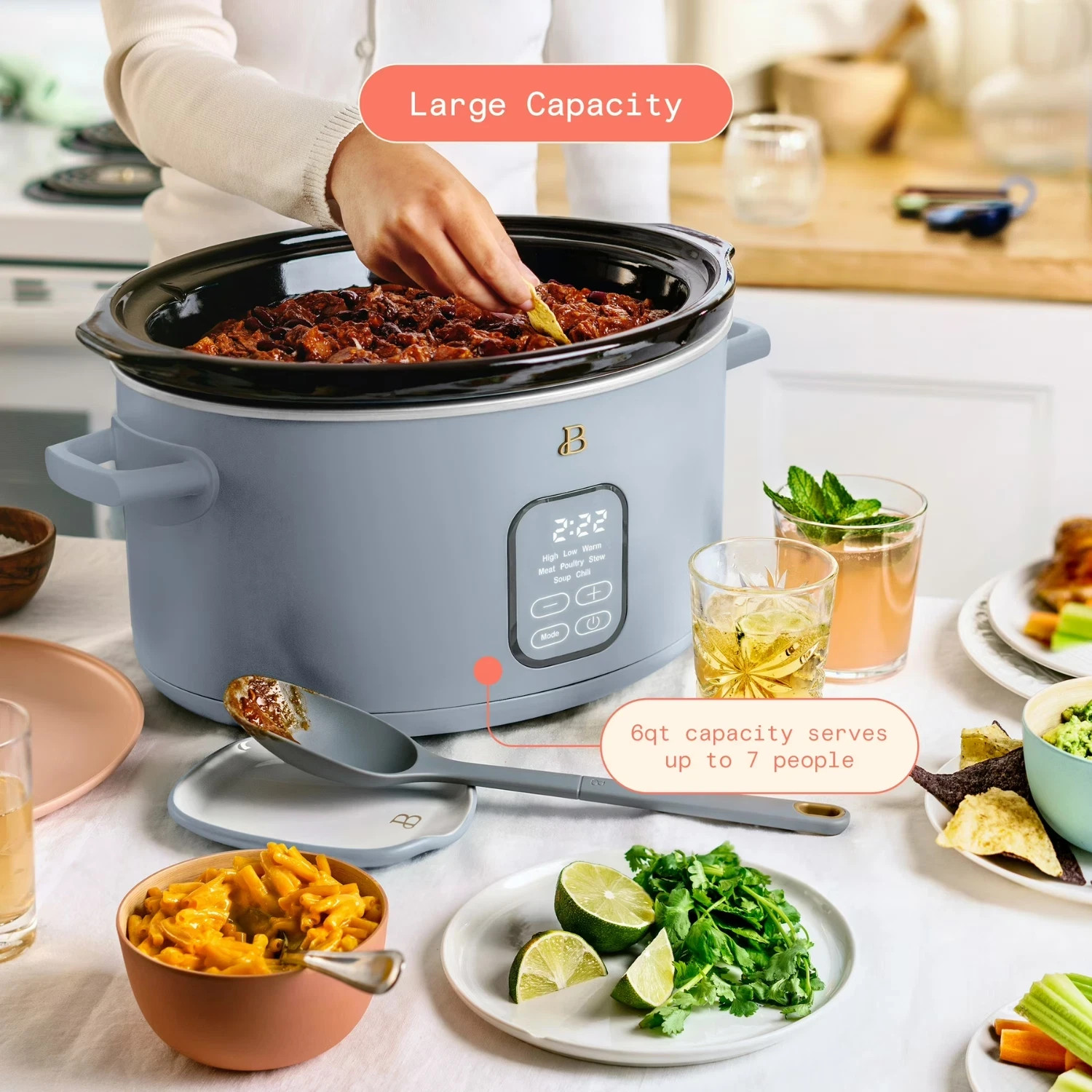 Beautiful 6Qt Slow Cooker Programmable Digital Cornflower Blue Crock Pot gallery