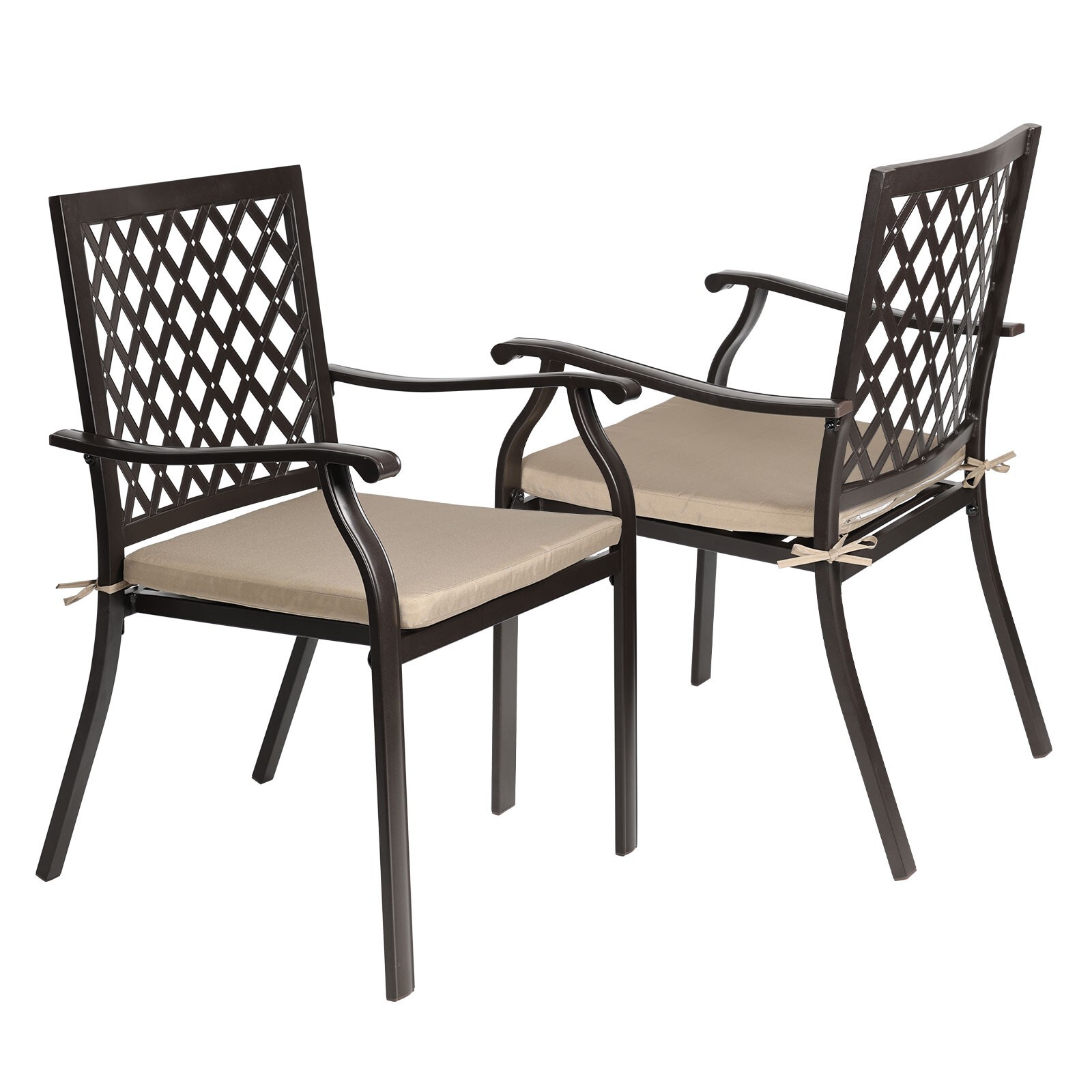 Aoodor Patio Chair 2Pcs Outdoor Dining Chairs Stackable Metal Armrest Chairs gallery