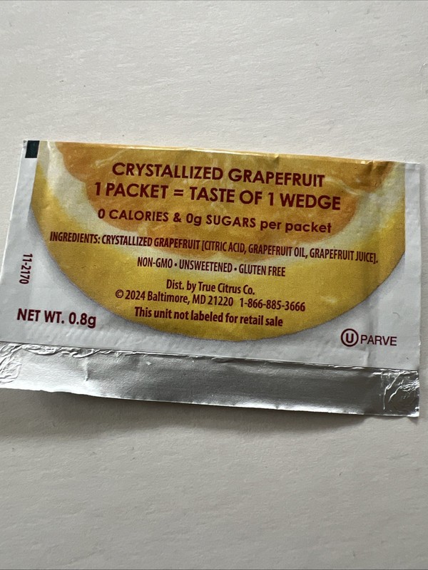 True Grapefruit Crystallized Grapefruit Zero Calories 100 Packets NEW gallery