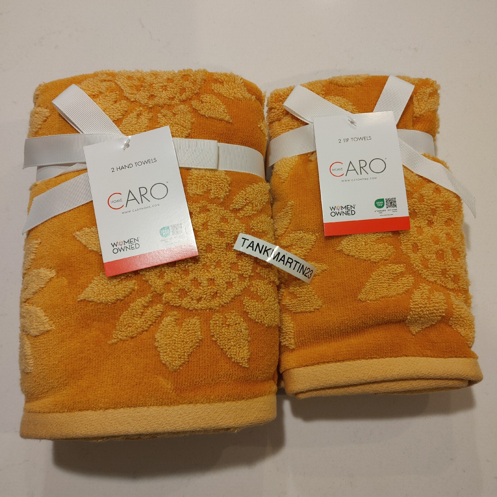 CARO Home (2) Hand Towels (2) Finger Tip Golden Yellow Sunflowers Autumn Fall gallery