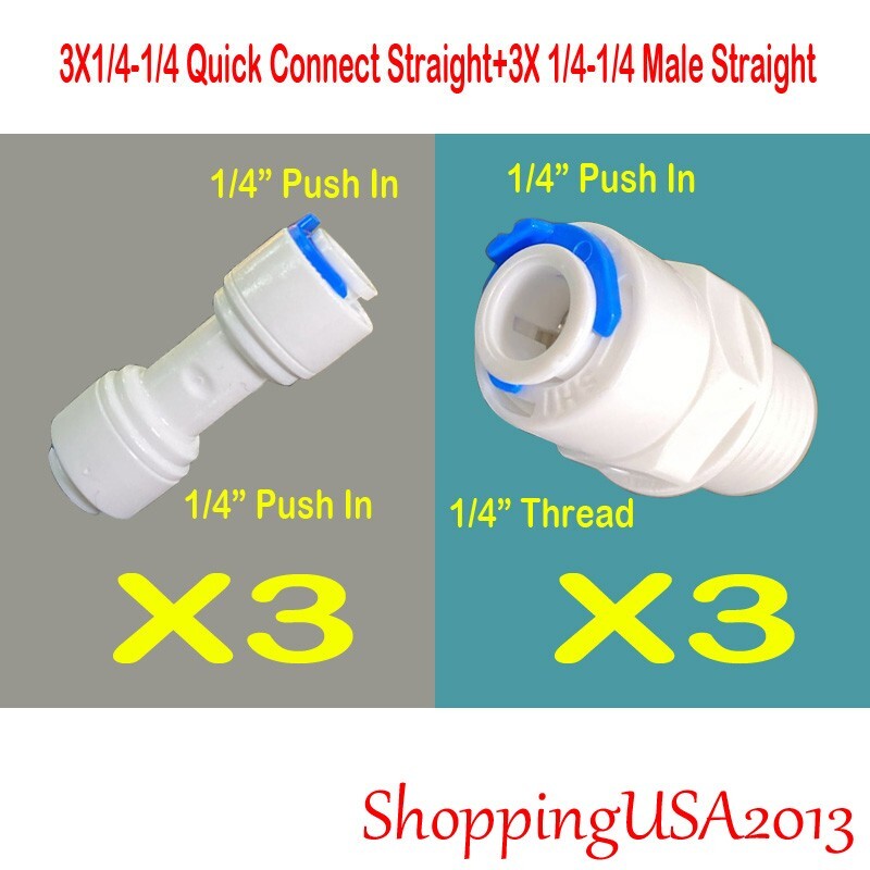 3X Quick Connect Straight+3X Male Thread Straight Fitting Connector 1/4"-1/4" gallery