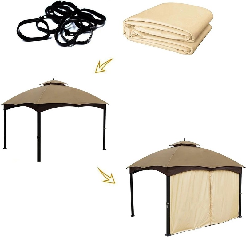 Universal Beige Replacement Privacy Curtain for 10' x 10' Gazebos - Easy Install gallery