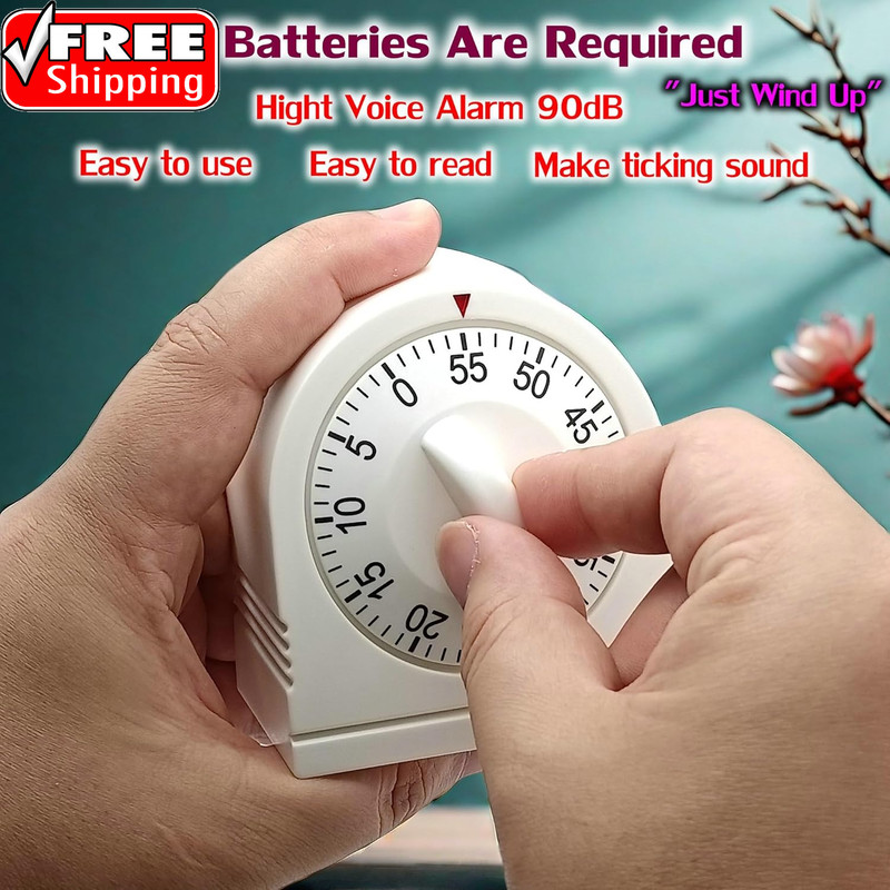 60 Minute Wind up Timer, Visual Mechanical Timer with Loud Alarm, Manual Countdo gallery