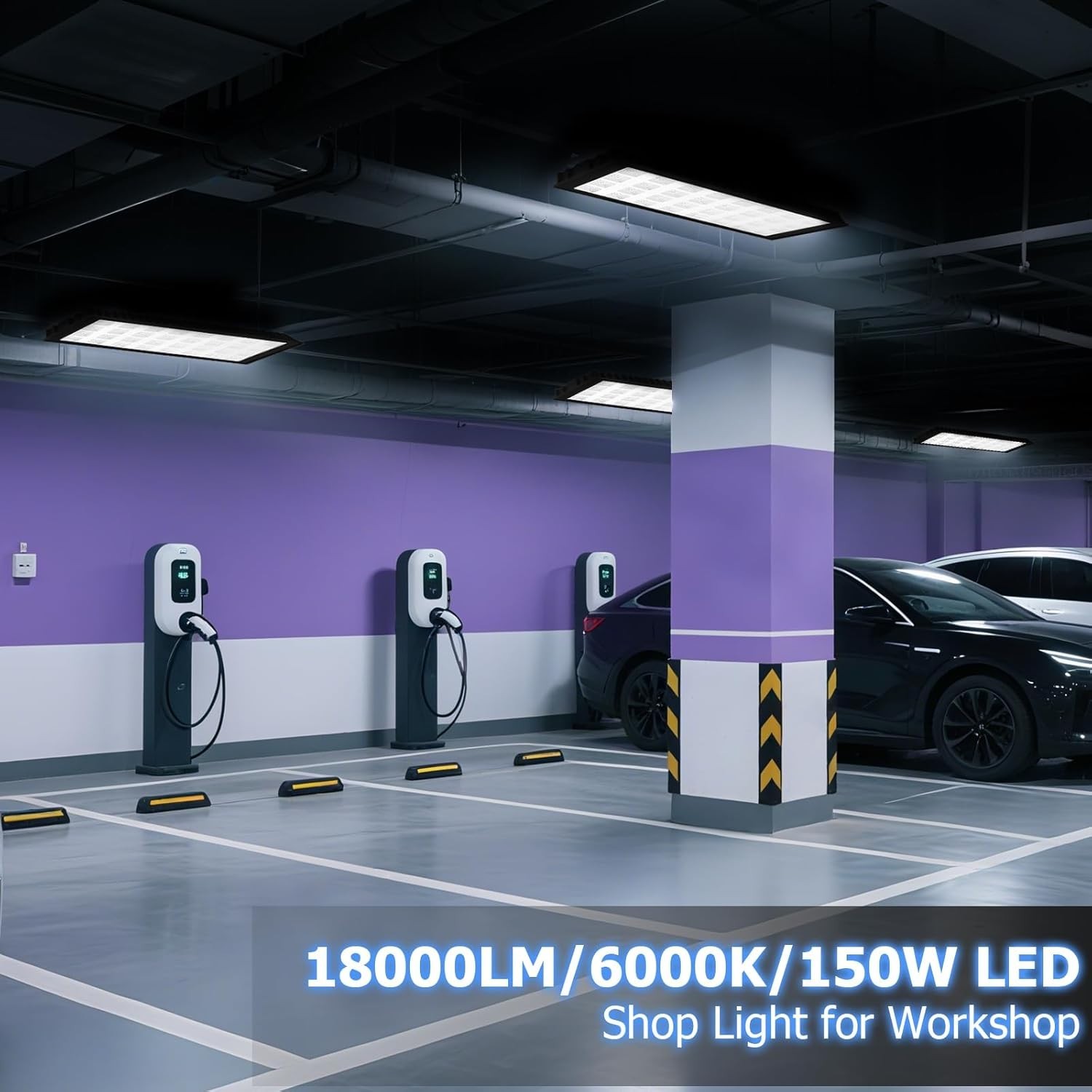 150W LED Shop Lights, 6000K 18000LM Work Light for Garage, Plug in Garage Light gallery