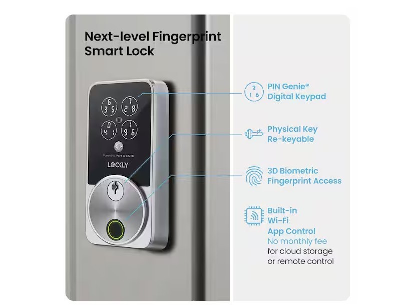 Lockly Secure Pro Zeno Satin Nickel Deadbolt WiFi Smart Lock PGK728WHKSN gallery