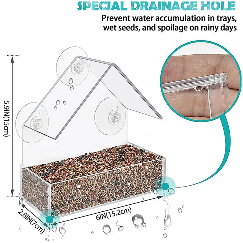 Clear Window Bird Feeder Strong Suction Cups Wild Bird Watching Seed Feeder gallery