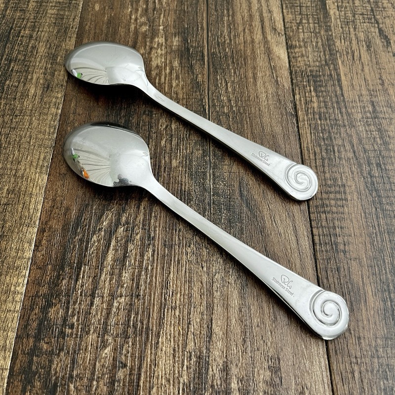 Robert Welch Ammonite Bright (2) Oval Soup Spoon Stainless 7 5/8in Glossy Swirl gallery