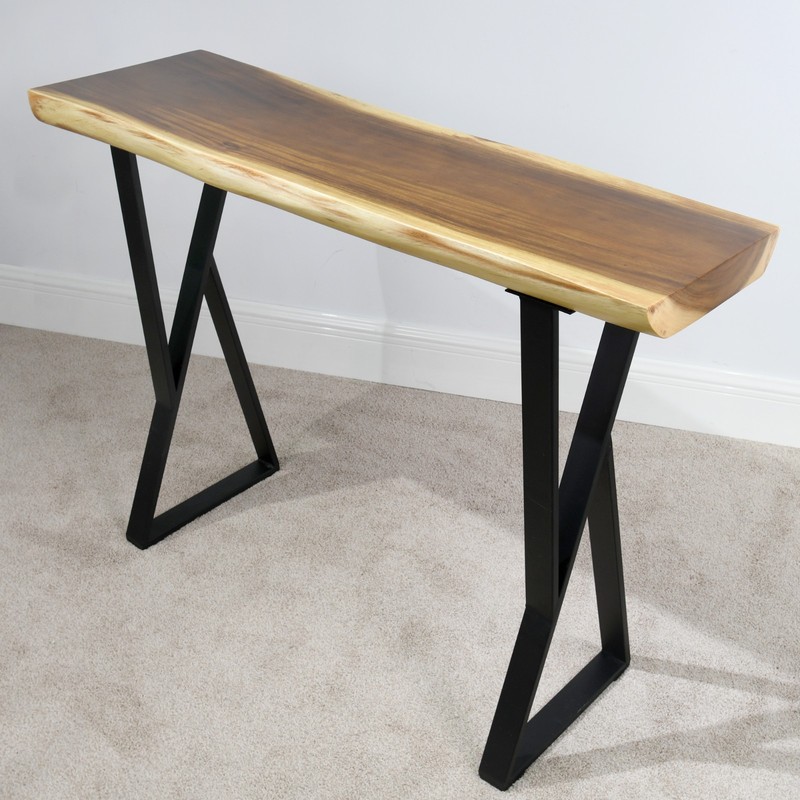 Rustic Suar Wood Console Table Natural Edge Sofa Table for Living Room Entryway gallery