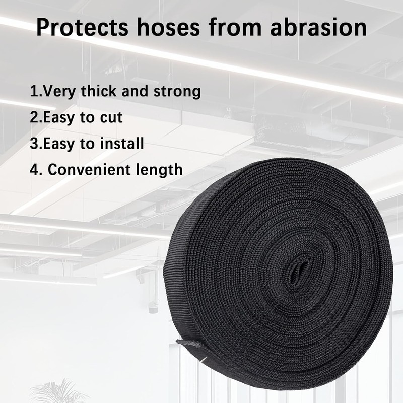 33 FT Nylon Hydraulic Hose Protector Sleeve Black Protective Cover Hose Sheath H gallery