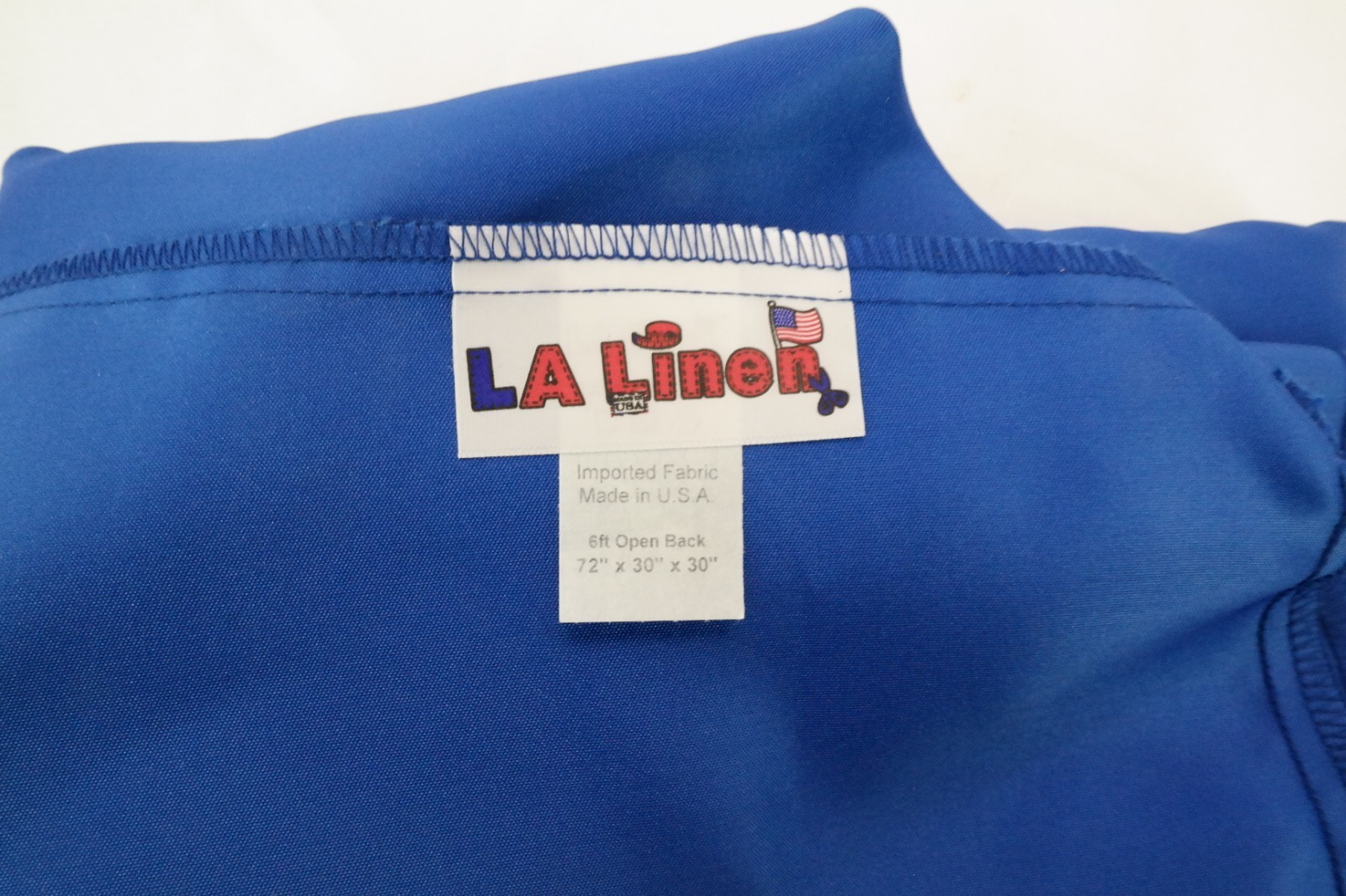 LA Linen Open Back Bridal Satin Rectangular Fitted Tablecloth 72x30x30 Blue TF gallery